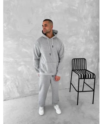 Üç İplik Kapşonlu Eşofman Takım - Gri