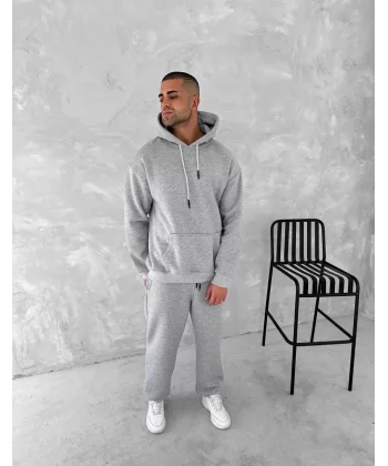 Üç İplik Kapüşonlu Eşofman Takım - Gri
