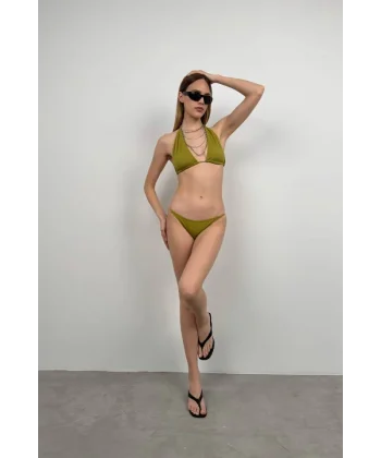 Üçgen Büzgülü Bikini Takım