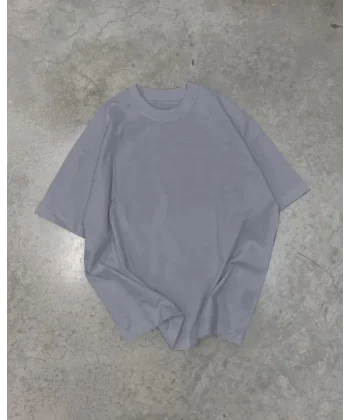 Unisex Basic Bisiklet Yaka Oversize Thirt  Füme