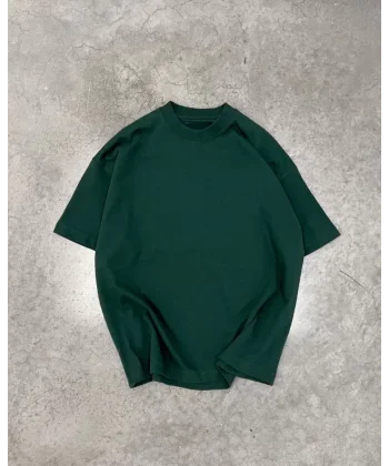 Unisex Basic Bisiklet Yaka Oversize Thirt  Haki