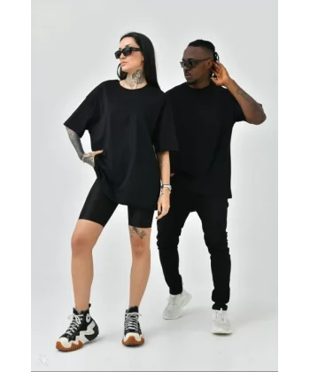 Unisex Basic Bisiklet Yaka Oversize Thirt  iyah