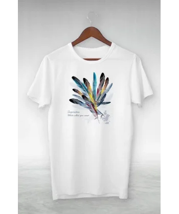 Unisex Baskılı Oversize T-Shirt - Beyaz