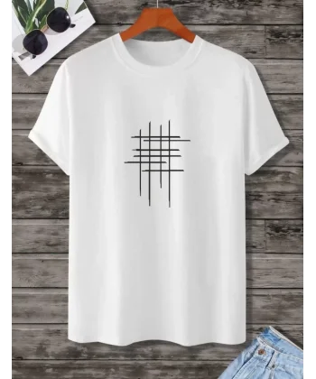 Unisex Baskılı Oversize T-Shirt - Beyaz