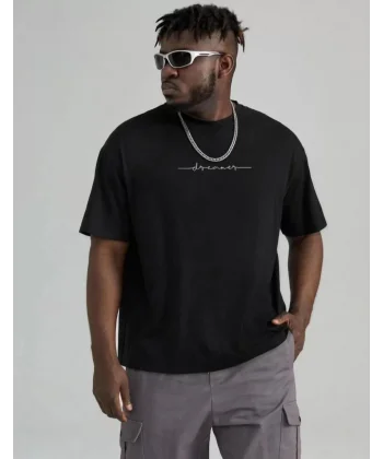 Unisex Baskılı Oversize T-Shirt - Siyah