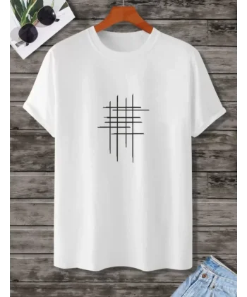 Unisex Baskılı Oversize Thirt  Beyaz