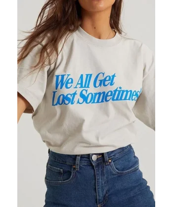 Unisex Baskılı Oversize Thirt  Beyaz