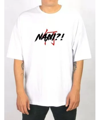 Unisex Bisiklet Yaka Baskılı Oversize T-Shirt - Beyaz