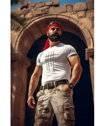 Unisex Bisiklet Yaka Baskılı Oversize T-Shirt - Beyaz