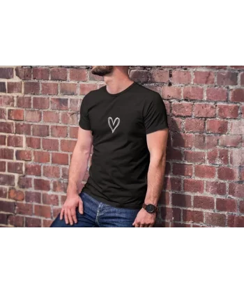 Unisex Bisiklet Yaka Baskılı Oversize T-Shirt - Siyah