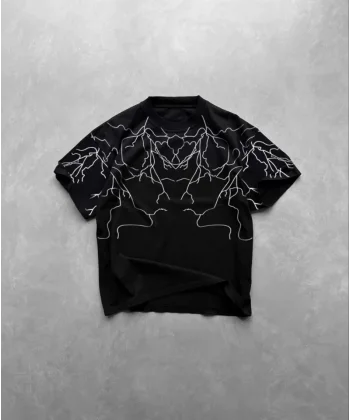 Unisex Bisiklet Yaka Baskılı Oversize Thirt  iyah