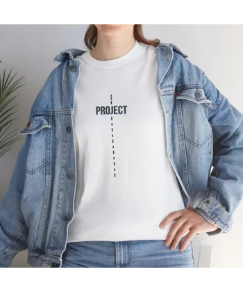 Unisex Bisiklet Yaka Baskılı Thirt  Beyaz