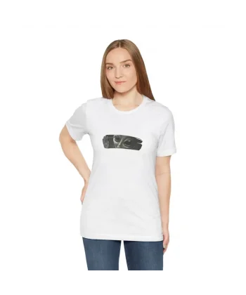 Unisex Bisiklet Yaka Baskılı Thirt  Beyaz