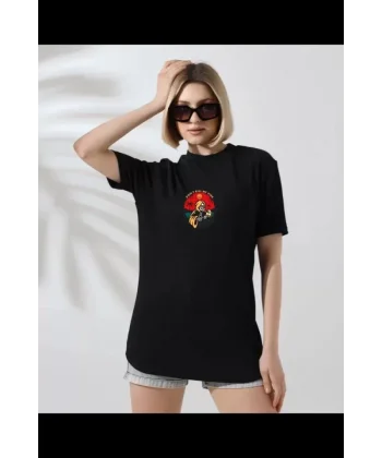 Unisex Bisiklet Yaka Baskılı Thirt  iyah