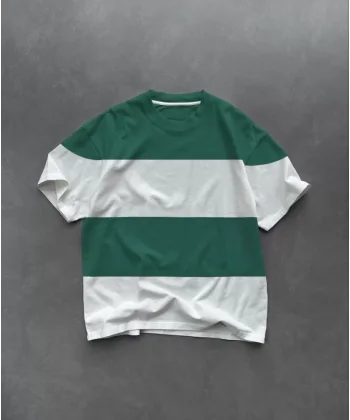 Unisex Bisiklet Yaka Parçalı Thirt  Yeşil