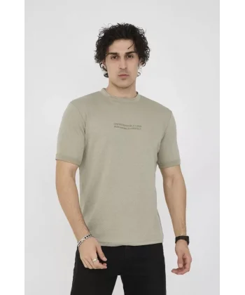 Unisex Bisiklet Yaka Slim Fit T-Shirt- Açık Yeşil