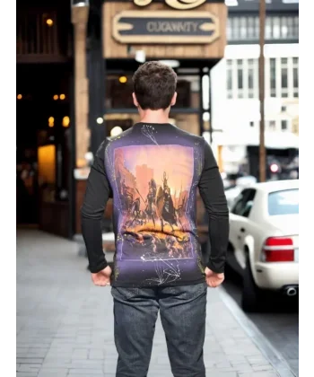 Unisex Bisiklet Yaka Uzun Kollu T-Shirt - Siyah