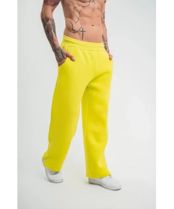 Unisex Boru Paça Baggy Eşofman Pantalon - Sari