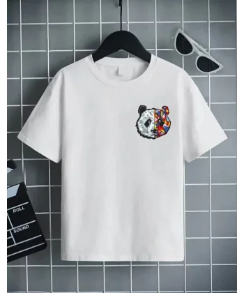 Unisex Çocuk Baskılı T-Shirt - Beyaz