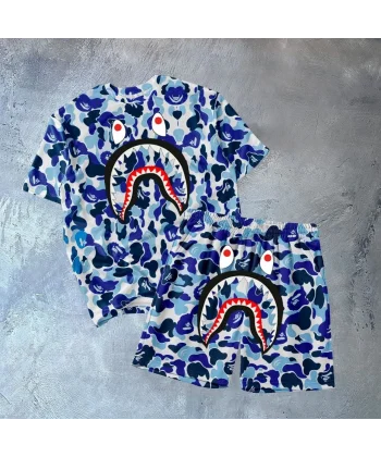 Unisex Çocuk Dijital Baskılı Şortlu Takım - Gri