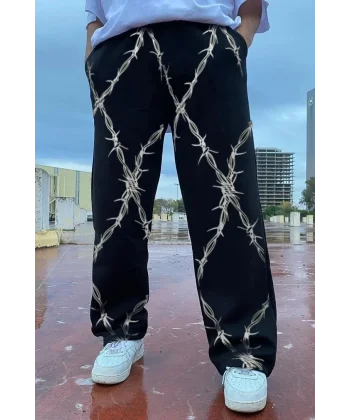 Unisex Dijital Baskılı Eşofman Altı - Siyah