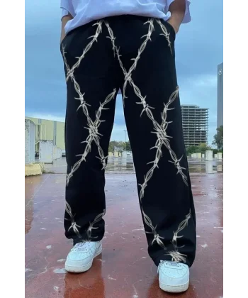 Unisex Dijital Baskılı Eşofman Altı - Siyah