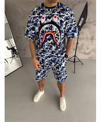 Unisex Dijital Baskılı Şortlu Takım - Gri