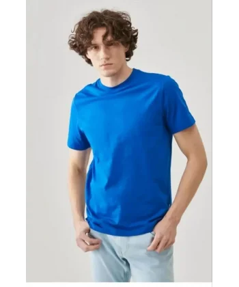 Unisex Düz Biskilet Yaka Oversize T-shirt - Mavi