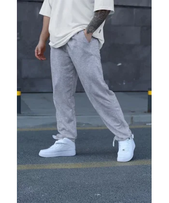 Unisex İki İplik Eşofman Altı - Gri