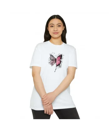 Unisex Kadın Bisiklet Yaka Baskılı T-Shirt - Beyaz