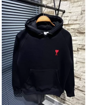 Unisex Kapşonlu Baskılı weetshirt  iyah