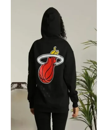 Unisex Kapşonlu Baskılı weetshirt  iyah