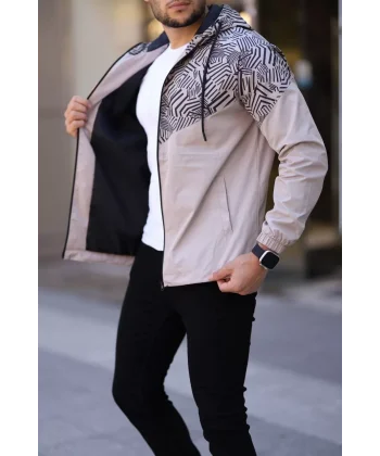 Unisex Kapüşonlu İçi Astarlı Yağmurluk - Bej