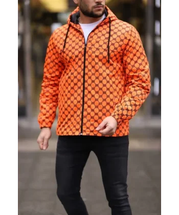 Unisex Kapüşonlu İçi Astarlı Yağmurluk - Turuncu