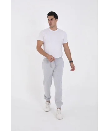 Unisex Kışlık Üç İplik Lastikli Eşofman Pantolon - Gri