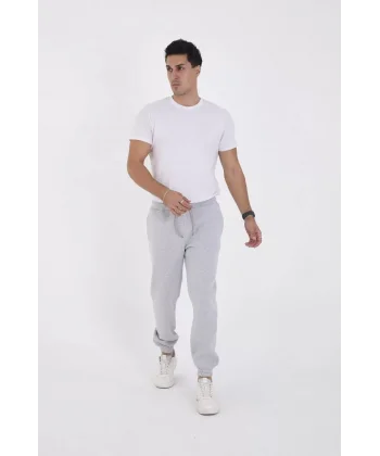Unisex Kışlık Üç İplik Lastikli Eşofman Pantolon - Gri