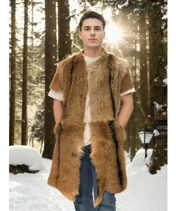 Unisex Kolsuz Uzun Yelek - Kahve