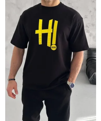 Unisex Nakış İşlemeli T-Shirt - Siyah