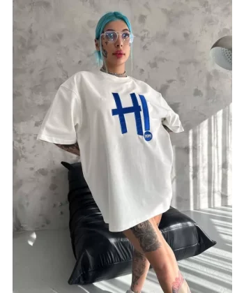 Unisex Nakış İşlemeli Thirt  Beyaz