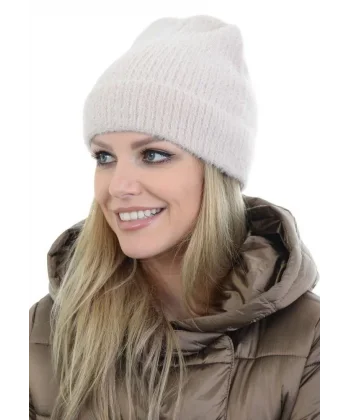 Unisex Tam Kalıp İnce Sakallı Triko Bere - Kırık Beyaz