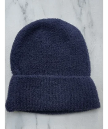 Unisex Tam Kalıp İnce Sakallı Triko Bere - Lacivert