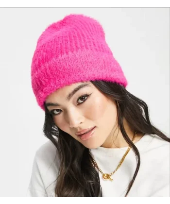 Unisex Tam Kalıp İnce Sakallı Triko Bere - Pembe