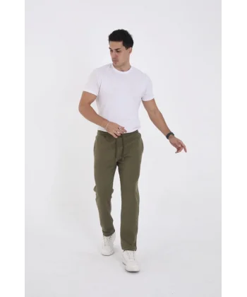 Unisex Üç İplik Basic Eşofman Pantolon - Haki