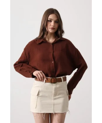 üslin Uzun Kol Gömlek  Kahve