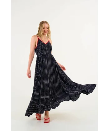 Uzun Askılı Elbise  Siyah