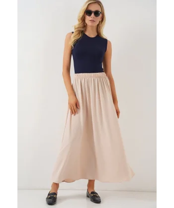 Uzun Ayrobin Etek 8050 - Bej