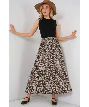 Uzun Ayrobin Etek 8050 - C. Kahverengi