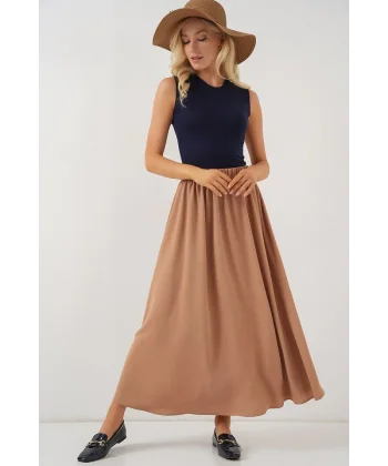 Uzun Ayrobin Etek 8050 - Camel