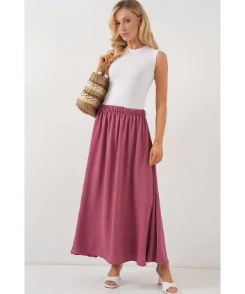 Uzun Ayrobin Etek 8050 - Gül Kurusu