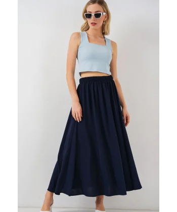 Uzun Ayrobin Etek 8050 - Lacivert